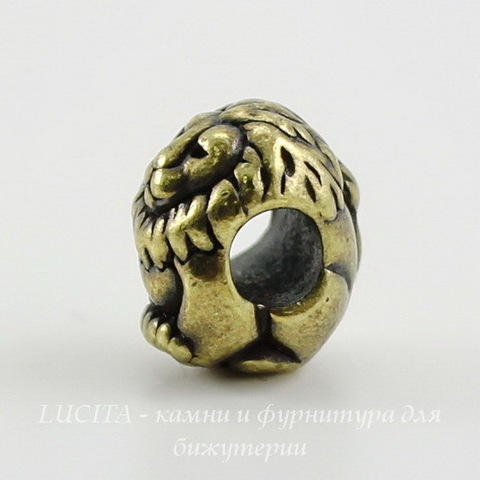 Бусина TierraCast "Лев" 12х10х9 мм (цвет-античная латунь) ()
