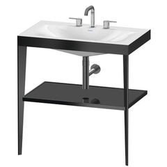 Duravit XViu XV4715TB240 Консоль напольная, 850x800x480мм с полкой, с раковиной без перелива, 3 отв., цвет: black matt/black high gloss lacquer фото