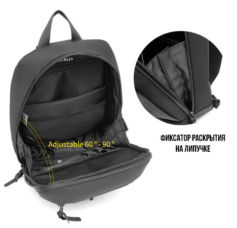 Картинка рюкзак однолямочный Ozuko 9516 Black - 7