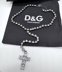 Колье галстук DOLCE&Gabbana с кристаллами и подвеской крест