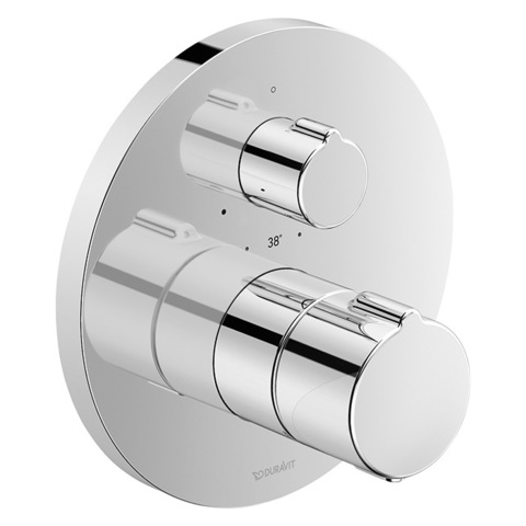 Duravit C.1 C14200016010 Смеситель термостатический для душа скрытого монтажа (наружная часть круг) с запорным клапаном, цвет: хром