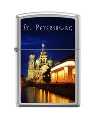 Фото Зажигалка ZIPPO Храм Спаса-на-Крови, латунь/сталь с покрытием High Polish Chrome, 36x12x56 мм