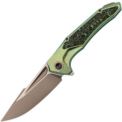 Фото Складной нож TUOTOWN Guerrero, сталь M390, рукоять Green Crystal Ti/Green Carbon Fiber