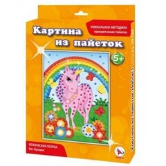 
          Картина из пайеток Ракета, 350х220х30 мм, картонная упаковка, набор №2 "Единорог"