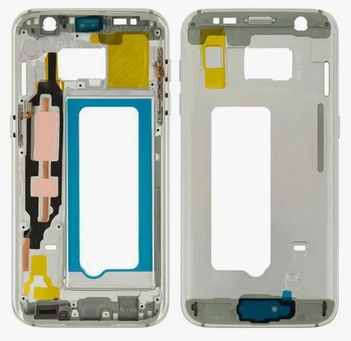 Средняя часть корпуса для Samsung Galaxy S7 с кнопками и шлейфами (SM-G930F) Серебряная
