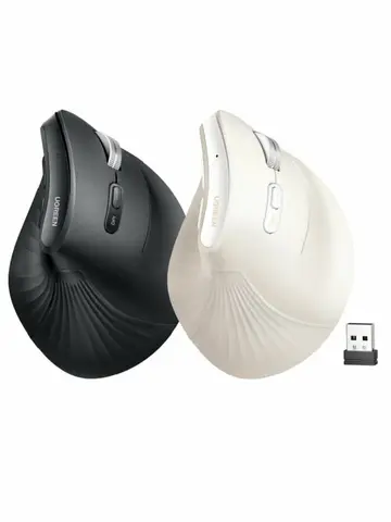 Мышка вертикальная UGREEN MU008Smini (85310) 2 реж Wireless 2.4 GHz / BT, черный