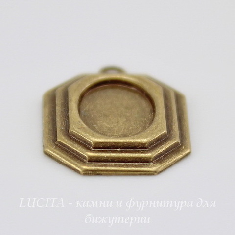 Сеттинг - основа - подвеска для камеи или кабошона 8х6 мм (оксид латуни) ()