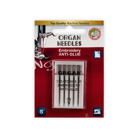 ИГЛЫ ORGAN Anti-Glue, вышивальные, № 75, 5 шт