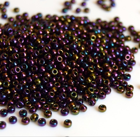 15/0 RR-0454 Бисер круглый Миюки Фиолетовый металлик радужный /Miyuki round 15/0 Metallic Purple Iris