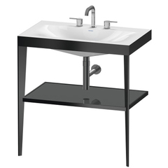 Duravit XViu XV4715TB289 Консоль напольная, 850x800x480мм с полкой, с раковиной без перелива, 3 отв., цвет: black matt/flannel grey high gloss lacquer фото