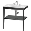 Duravit XViu XV4715TB289 Консоль напольная, 850x800x480мм с полкой, с раковиной без перелива, 3 отв., цвет: black matt/flannel grey high gloss lacquer
