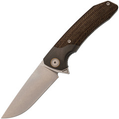 Фото Складной нож Maxace Goliath Brown, сталь Bohler K110, рукоять микарта/темный больстер