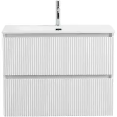 BelBagno UNO-MINI-700-2C-SO-BO База под раковину подвесная с фрезерованными ручками по всей длине фасада с двумя выкатн. ящ., Bianco Opaco,700x395x608 фото