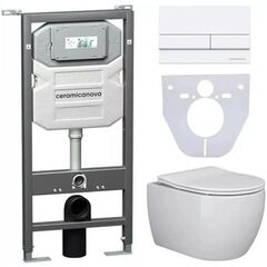 Ceramica Nova CN3001_1002W_1000 Комплект: Подвесной унитаз + Шумоизоляционная панель для инсталляции + Система инсталляции для унитазов с кнопкой смыва фото