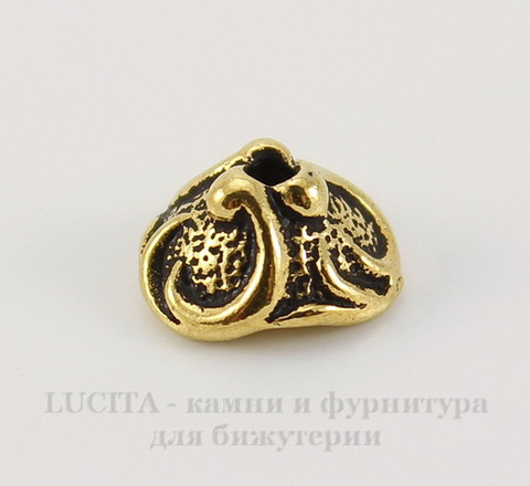 Шапочка для бусины TierraCast "Лилия" (цвет-античное золото) 7х4 мм