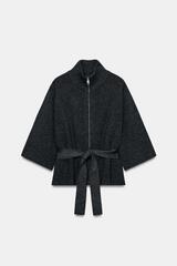 ZARA КАРДИГАН С ПОЯСОМ, СЕРЫЙ
