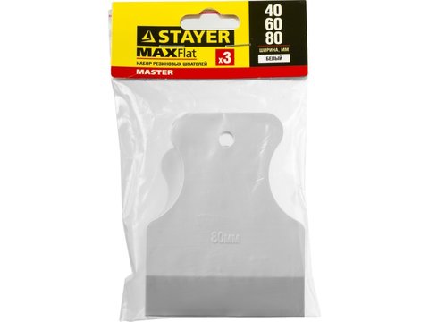 STAYER MAXFlat, 40 мм, 60 мм, 80 мм, для затирки швов эластичные, набор белых резиновых шпателей (1027-H3)