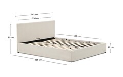 Кровать Nahiri бежевого цвета из шенилла с ящиком для хранения 150 x 200 см