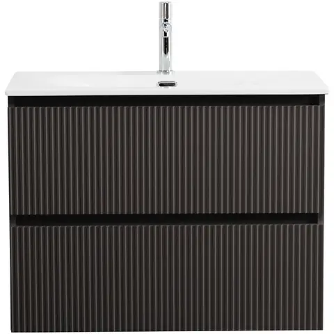 BelBagno UNO-MINI-800-2C-SO-GSO База под раковину подвесная с фрезеров. ручк. по всей длине фасада с двумя выкатн. ящ.,Темно-Серый Мат.,800x395x608