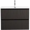 BelBagno UNO-MINI-800-2C-SO-GSO База под раковину подвесная с фрезеров. ручк. по всей длине фасада с двумя выкатн. ящ.,Темно-Серый Мат.,800x395x608