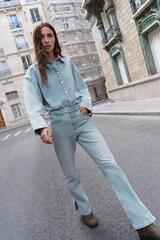 ZARA ДЖИНСЫ Z1975 STRAIGHT СО СРЕДНЕЙ ПОСАДКОЙ И ЗАКЛЕПКАМИ, ВЫЦВЕТШИЙ СИНИЙ
