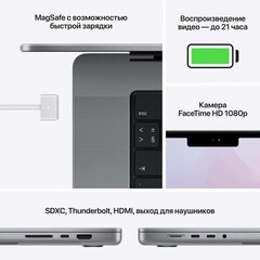 Ноутбук Apple MacBookPro 16  Apple M1 Pro chip with 10‑core CPU and 16‑core GPU, 512GB SSD - Space Gray (MK183RU/A)