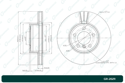 Диск тормозной G-brake  GR-20211