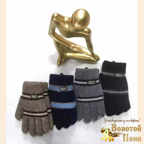 Перчатки двойные/начес мальчику (7-10) 240824-V5109