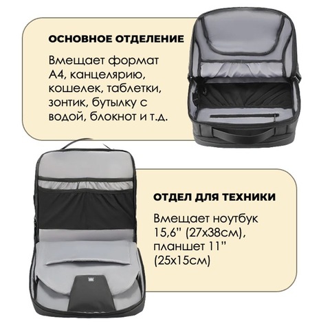 Картинка рюкзак городской Skully MR9111X black - 13