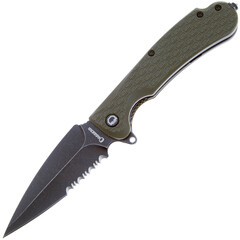 Фото Складной нож Daggerr Urban 2 Olive BW Serrated, сталь 8Cr14MoV, рукоять FRN