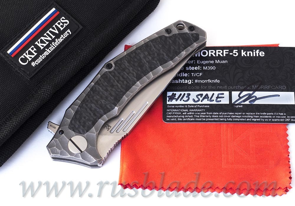 CKF Morrf 5 SALE CARD (Evgeny Muan design, M390, satin, bearings, titanium)