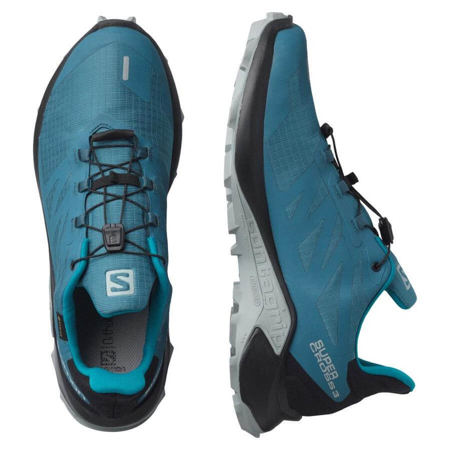 Беговые кроссовки Salomon Supercross 3 GoreTex синие - 4