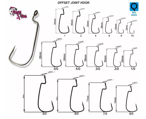 Офсетный крючок Crazy Fish Offset Joint Hook №2 10 шт/уп продажа от 5 уп.