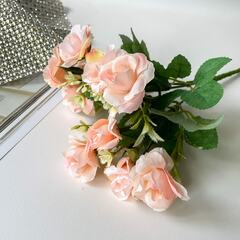 №2 Розы искусственные персиковые, 10 голов 4 см, 30 см, 1 букет.