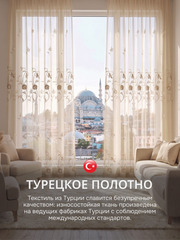 Тюль вуаль с вышивкой на шторной ленте экрю