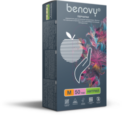 Перчатки Benovy р.S нитриловые зеленые текстурированные на пальцах
