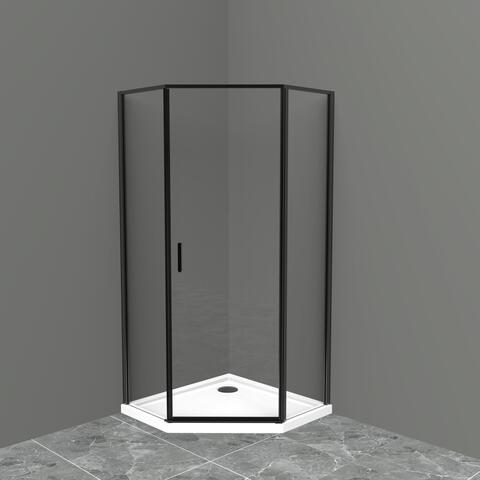 BelBagno Uno-195 UNO-195-P-1-100-C-NERO Душевой уголок пятиугольный, 100x100, цвет: чёрный