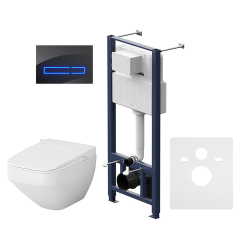 Am.Pm IS450A38.CCC50A Инст с клав Touchless Pro стекло. чёрн с подв унит Inspire V2.0 FlashClean с эл биде