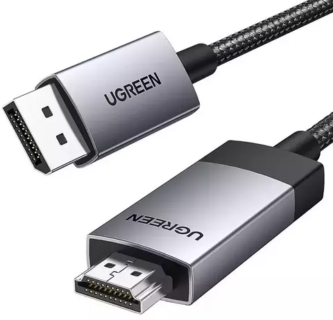 Кабель UGREEN DP119 (15774) DP to HDMI 4K Cable, 2м, черно-серебристый