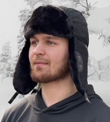 Шапка-ушанка Skully LFM-199 black leather
