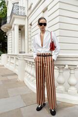 ZARA БРЮКИ В ПОЛОСКУ С РЕМНЕМ, ПОЛОСКИ