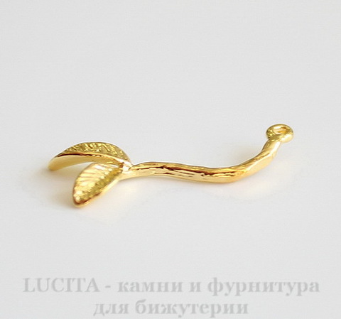 Подвеска "Два листика" 22х11 мм (цвет - золото)