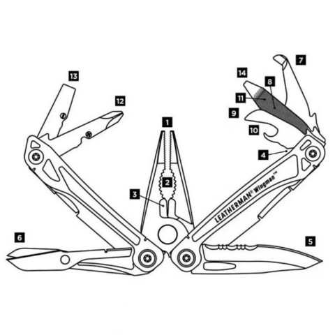 Мультитул Leatherman Wingman - схематическое изображение | Multitool-Leatherman.Ru