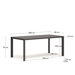 Culip Алюминиевый уличный стол с порошковым покрытием серого цвета 180 x 90 см