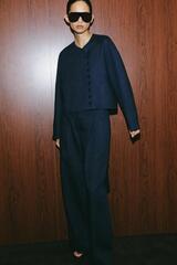 ZARA БРЮКИ ПРЯМОГО КРОЯ С ЗАЩИПАМИ — ZW COLLECTION, МОРСКОЙ СИНИЙ