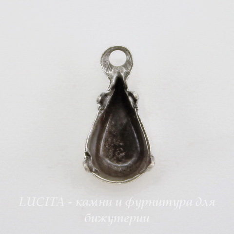 Сеттинг - основа - подвеска Капля для страза 8х5 мм (оксид серебра) ()