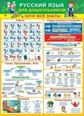 
          Плакат обучающий, 505 мм * 697 мм, "Обучайка по русскому языку для дошкольников" Мир Открыток, картон