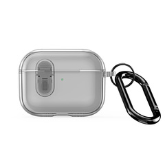 Чехол серый тонированный для наушников AirPods Pro 3, серия PECL Series от Dux Ducis, в комплекте с карабином