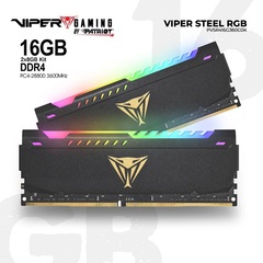 Оперативная память DIMM DDR4 16Gb, 3600Mhz, 2x8Gb, Patriot Viper Steel RGB (PVSR416G360C0K)
