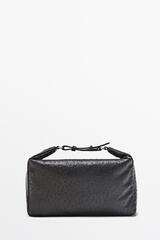 Massimo Dutti Прямоугольная сумка из кожи наппа с текстурой, коричневый